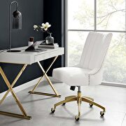 Empower V (White) Channel tufted performance velvet office chair in gold white