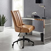 Channel tufted vegan leather office chair in black tan main photo