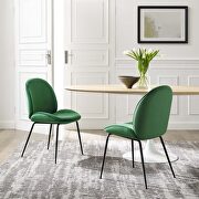 Scoop II (Emerald) Black powder coated steel leg performance velvet dining chairs - set of 2 in emerald