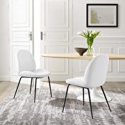Black powder coated steel leg performance velvet dining chairs - set of 2 in white