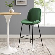 Black powder coated steel leg performance velvet bar stool in emerald main photo