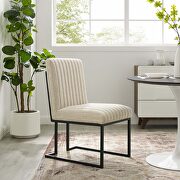 Indulge (Beige) Channel tufted fabric dining chair in beige