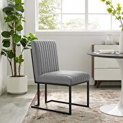 Indulge (Gray) Channel tufted fabric dining chair in light gray