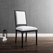 French vintage upholstered fabric dining side chair in black white