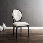 Vintage french upholstered fabric dining side chair in black beige main photo