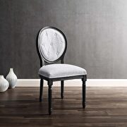 Arise F (Light Gray) Vintage french upholstered fabric dining side chair in black light gray