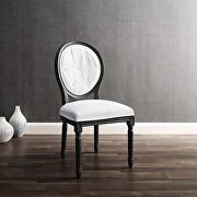 Vintage french upholstered fabric dining side chair in black white main photo