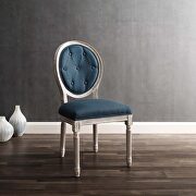 Arise F (Light Blue) Vintage french upholstered fabric dining side chair in natural light blue
