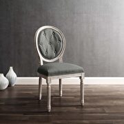 Arise F (Gray) Vintage french upholstered fabric dining side chair in natural gray