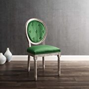 Arise V (Emerald) Vintage french performance velvet dining side chair in natural emerald