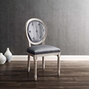 Vintage french performance velvet dining side chair in natural gray