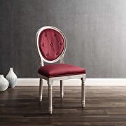Vintage french performance velvet dining side chair in natural maroon