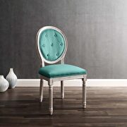 Vintage french performance velvet dining side chair in natural teal main photo