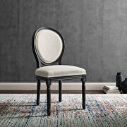 Emanate F (Black Beige) Vintage french upholstered fabric dining side chair in black beige
