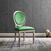 Emanate VT (Emerald) Vintage french performance velvet dining side chair in natural emerald