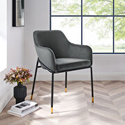 Performance velvet upholstery dining armchair in charcoal finish main photo