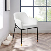 Jovi (White) Performance velvet upholstery dining armchair in white finish