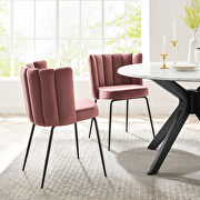 Performance velvet upholstery dining chair in dusty rose (set of 2) main photo
