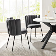 Velvet fabric upholstery dining chair in gray finish (set of 2) main photo