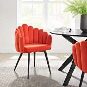 Vanguard (Orange) Performance velvet upholstery dining chair in orange finish