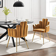 Performance velvet dining chair in gold/ cognac finish (set of 2) main photo