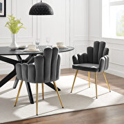 Performance velvet dining chair in gold/ gray finish (set of 2) main photo