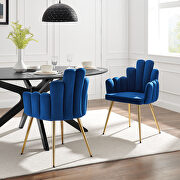 Performance velvet dining chair in gold/ navy finish (set of 2) main photo