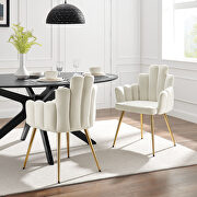Viceroy (White) Performance velvet dining chair in gold/ white finish (set of 2)