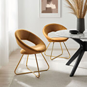 Nouvelle (Cognac) Performance velvet dining chair in gold and cognac finish (set of 2)