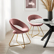 Nouvelle (Rose) Performance velvet dining chair in gold and dusty rose finish (set of 2)