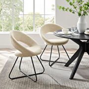 Nouvelle II (Beige) Upholstery fabric dining chair in black beige (set of 2)