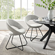 Nouvelle II (Light Gray) Upholstery fabric dining chair in black/ light gray (set of 2)