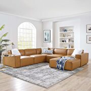 Modular 6-piece vegan leather sectional sofa in tan main photo