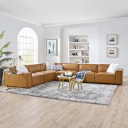 Tan finish modular 6-piece vegan leather sectional sofa main photo