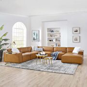 Modular 7-piece vegan leather sectional sofa in tan main photo