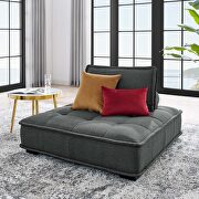 Tufted fabric armless chair in gray