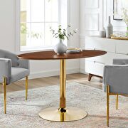Oval dining table in gold walnut main photo