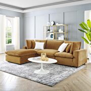 Down filled overstuffed performance velvet 4-piece sectional sofa in cognac main photo