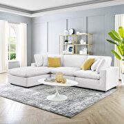 Down filled overstuffed performance velvet 4-piece sectional sofa in white main photo