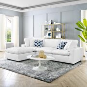 Down filled overstuffed vegan leather 4-piece sectional sofa in white main photo