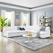 Down filled overstuffed vegan leather 5-piece sectional sofa in white main photo
