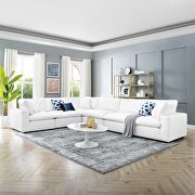 Down filled overstuffed vegan leather 6-piece sectional sofa in white main photo
