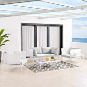 Harmony (Gray) 5-piece sunbrella® outdoor patio aluminum furniture set in white/ gray