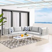 6-piece sunbrella® basket weave outdoor patio aluminum sectional sofa set in taupe/ gray main photo
