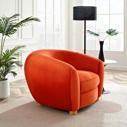 Performance velvet armchair in orange