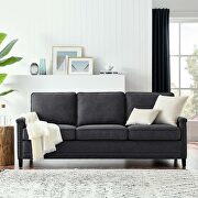 Ashton (Charcoal) Upholstered fabric sofa in charcoal w/ nailhead trim