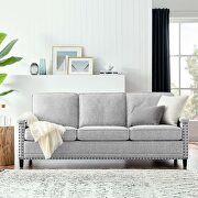 Upholstered fabric sofa in light gray