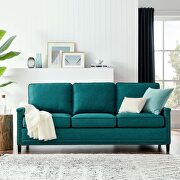 Upholstered fabric sofa in teal w/ nailhead trim main photo