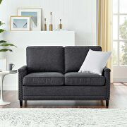 Upholstered fabric loveseat in charcoal
