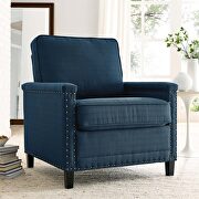 Upholstered fabric armchair in azure